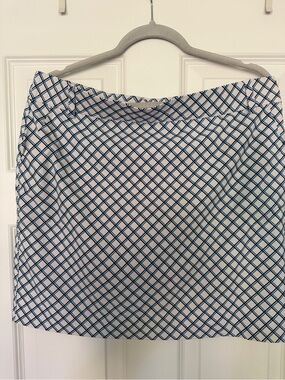 Belyn Key Women’s White and Navy Diamond Grid Golf Skirt Size Large